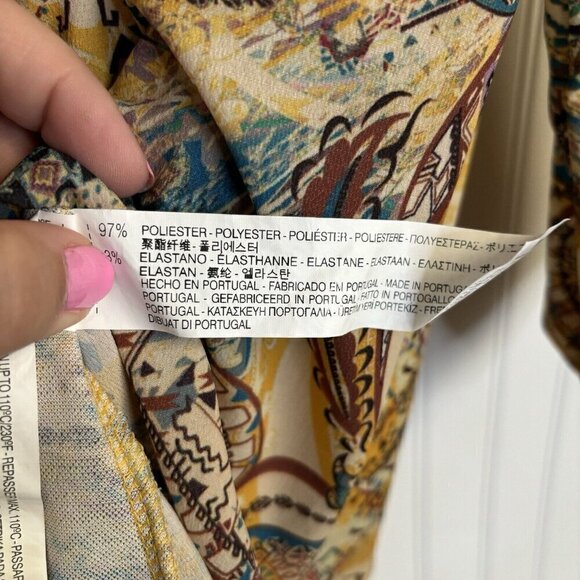 Zara W/B Collection Crop Top Wrap Front LG Yellow Paisley Floral Boho Festival - Picture 8 of 13